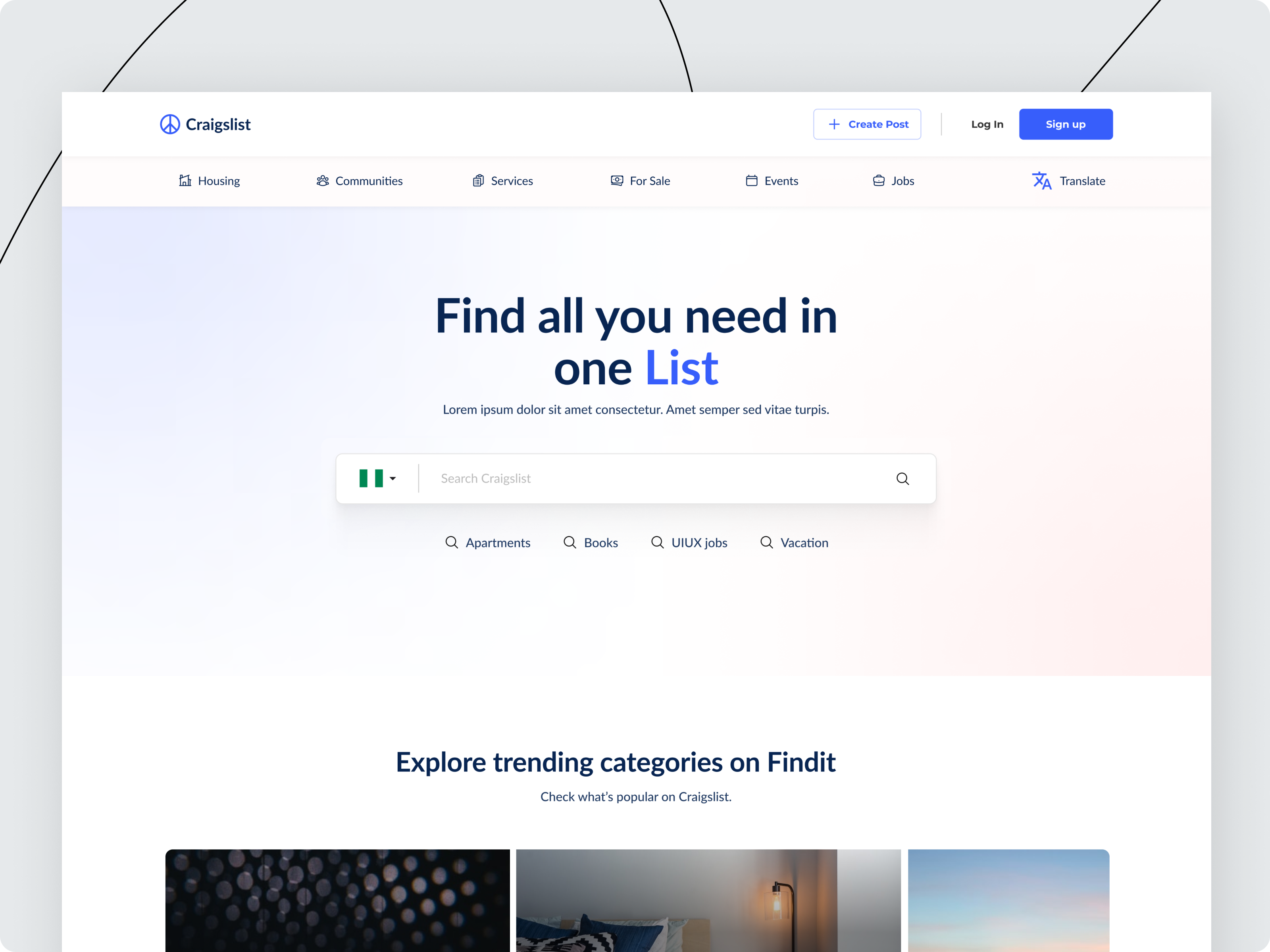 Craigslist Redesign - Landing Page by Daniel Grayson on Dribbble