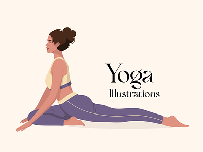 Yoga illustration asanas branding character fitness flat free girl hatha yoga illustration meditation people poses sport vector yoga