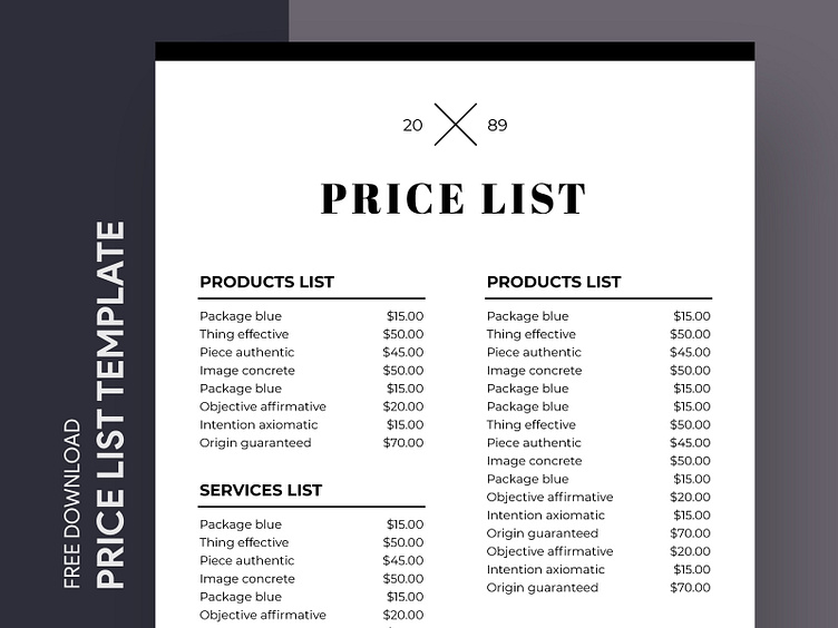 Wholesale Price List Free Google Docs Template 