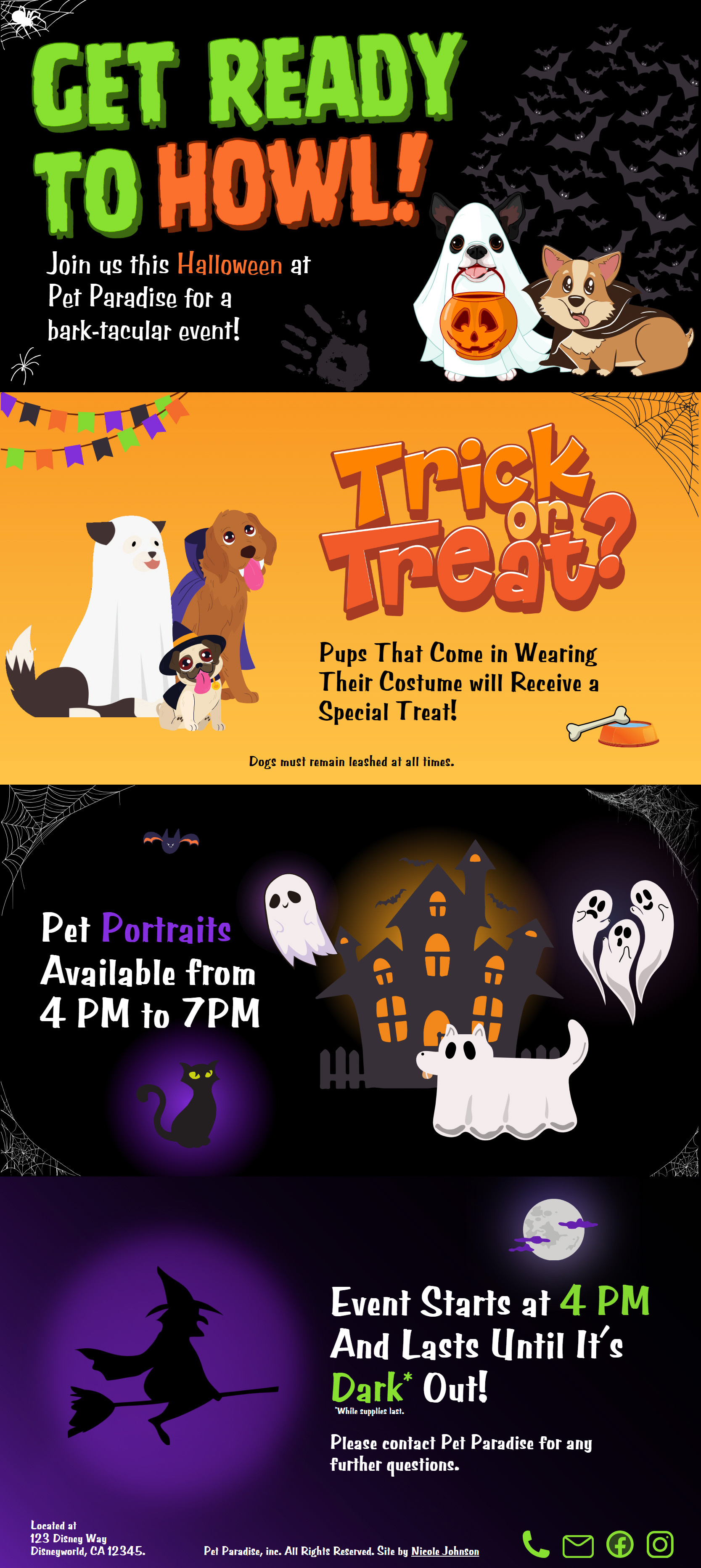 Bark-tacular Halloween Event Webpage dribble community entry level event website feedback halloween event landing page one page site pet theme portfolio slide presentation ui user experience web design website design