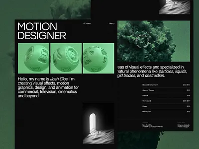 Landing page for motion designer animation branding design graphic design landing page logo motion graphics ui uiux uiux design web design web production