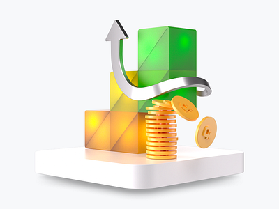 Finance, arrow, coin 3d branding design finance graphic design illustration ui