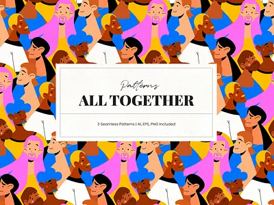 All Together Patterns branding cover design creative design design flat design graphic design illustrations neon packaging design patterns poster design print design product design seamless pattern social media design textile design wallpaper design webdesign
