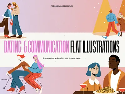 pflffDating & Communication Flat Illustrations branding communication couple dating digital design flat flat design flat illustrations graphic design illustration illustrations lovers packaging design people poster design print design product design social media design textile design webdesign