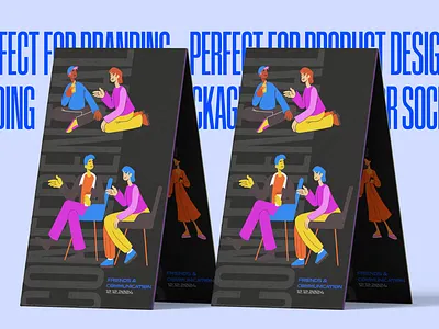 Friends & Communication Flat Illustrations branding card design characters communication cover design creative design digital design flat flat illustrations friends graphic design illustrations mockup design packaging design people poster design print design product design textile design webesign
