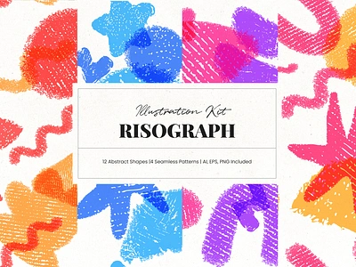 Risograph Geometric Shapes & Patterns branding cover design creative design digital design graphic design illustrations packaging design patterns poster design print design product design risograph seamless pattern social media design textile design