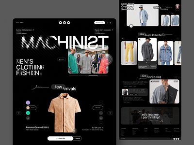 MACHINIST - Clothing Brand ✨ beauty classic clothing ecommerce elegant fashion glass landing landing page modern style stylish ui ux web design