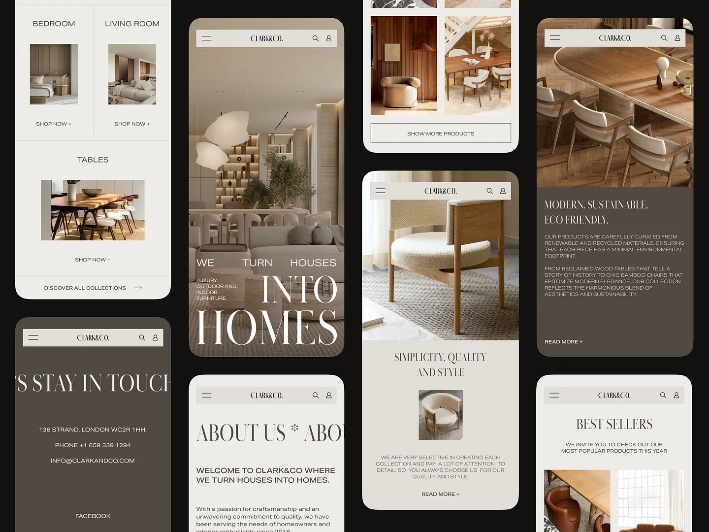 Elegant Furniture Website Design: Clark&Co. Mobile Experience