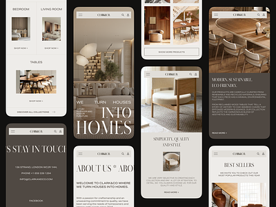 Clark&Co. mobile version of website branding ecommerce furniture homepage landing luxury furniture web website