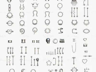 Piercing 3D Print Model STL Mega Pack - 100 Pieces in 1