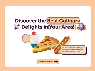 Exploring landing page with 3d Culinary Icons 3d 3d illustration 3d scene 3dculinary 3ddesign 3dfood 3dicons culinary design food graphic design landingpage ui website