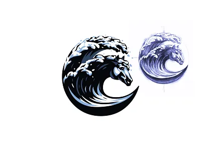 Horse Head Wave Logo 🐴 🌊 horse logo sketch wave
