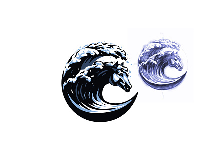 Horse Head Wave Logo 🐴 🌊 horse logo sketch wave
