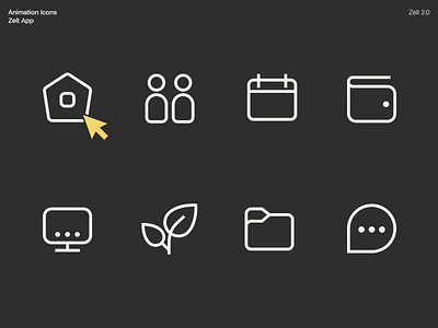 Menu icons animations calendar chat computer flat folder growth home icons illustration menu people ui ux walet