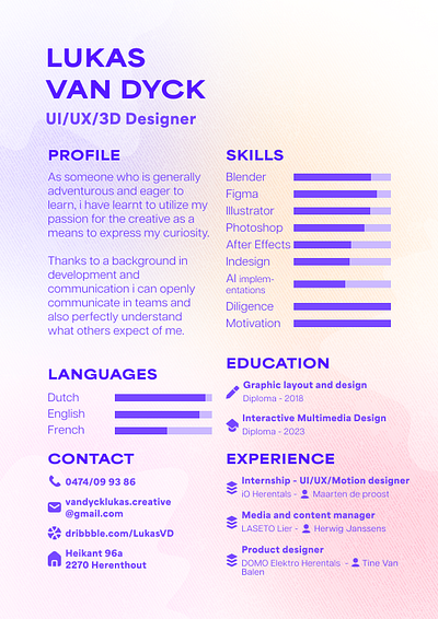 CV resume as a designer cv