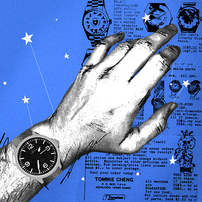 #Magtober Challenge blue halftone hand herbertbayer illustration illustration graphicdesign photocollage texture watch