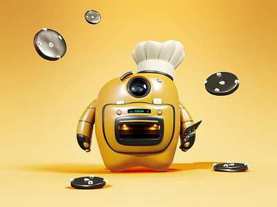Robot Chef 3D 3d art blender cartoon chef cookie cooking design illustration oven render robot