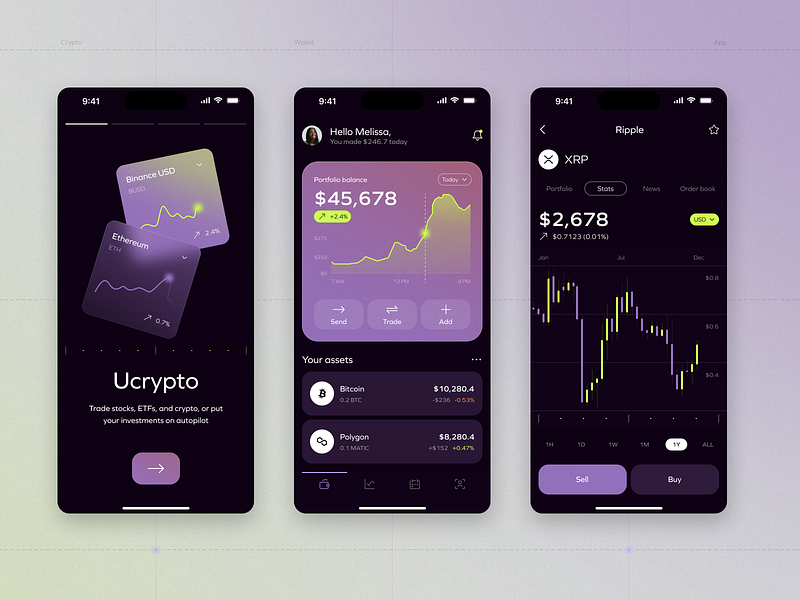 Ucrypto - Web 3.0 Mobile App app design application application design arounda crypto crypto wallet crypto website cryptocurrency design exchange investment ios app design mobile app mobile web 3.0 ui uiux ux wallet web 3 web 3.0 design
