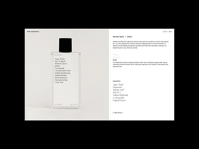 Pure Ingredients Product Page Issue 05 cosmetics desktop ecommerce layout minimal product page typography ui ux uxui web web design white