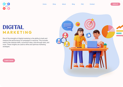 Digital marketing website landing page 3d animation branding graphic design logo ui