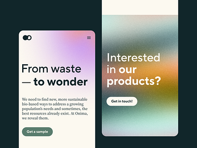 Onima gradients homepage landing landing page mobile noise studio onima responsive ui ui design