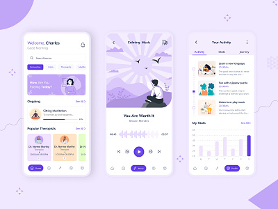 Mental Health Application - Mobile dashboard design graphic design illustration mobile design mobileapp ui web design