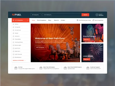 Firecrackers Wonderland - eCommerce Header Design ecommerce figma firecrackers header image hero section pyrotechnics rahatulbd ui uiux ux webdesign
