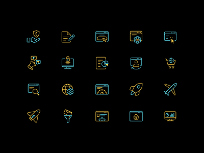 Outline Icon Set - Light & Dark Theme color icons creative icons flat icons icon design icon illustrations icon library icon pack icon set iconography iconpack icons light dark theme line icons outline icons process icons saas icons stroke icons vector icon web app website icons