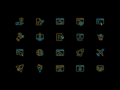 Outline Icon Set - Light & Dark Theme color icons creative icons flat icons icon design icon illustrations icon library icon pack icon set iconography iconpack icons light dark theme line icons outline icons process icons saas icons stroke icons vector icon web app website icons