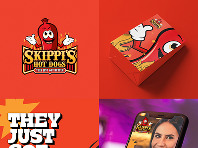 Skippi's Hot Dogs Design 3d animation branding creative design food foods graphic design hot dog hotel illustration logo mobile motion graphics restaurant simple ui ux vector web