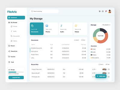 FileArlo- File Management CRM dashboard admin dashboard analytics branding charts crm customer list dashboard dashboard app dashboard design dashboard ui file management minimal design saas sales analytics sales list state management task management ui ux design web app