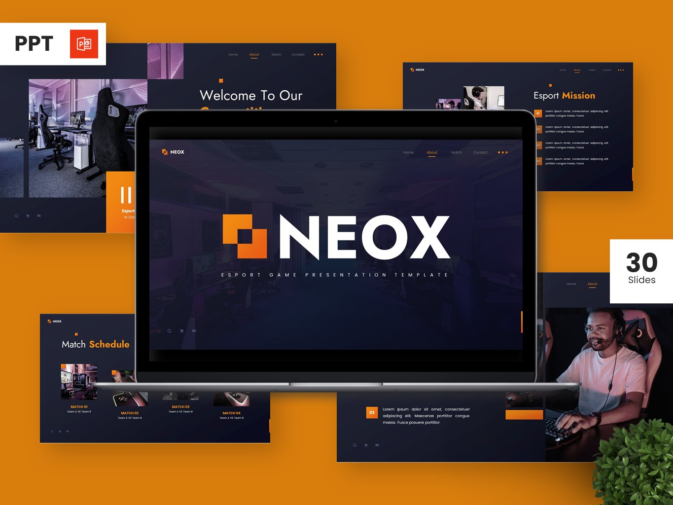 Neox - Esport Game Powerpoint Templates by Deepslide Studio on