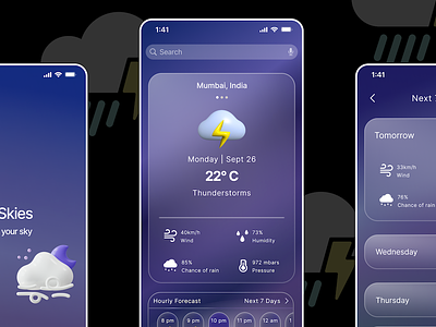 All skies weather forecast app 3d illustration cities cloud color palette design figma glassmorphism home page ios designs landing page location onboarding page rain typography uiux visual design weather app weather application weather forecast windy