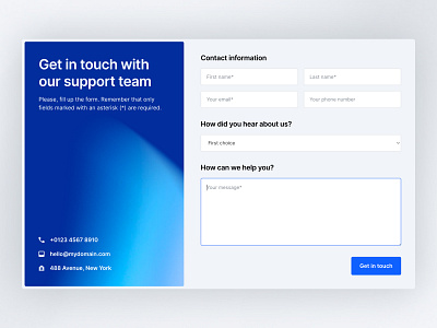 Contact Form 001 - Enhanced Build blue booking clean company contact contact us dailyui design form gradient graphic design illustration interface light saas section startup tech ui ux