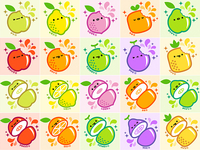 Tasty fruits. cute fruits illustration japanese prints retro design vector vector graphics