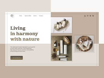 Disign concept of the natural cosmetics cosmetics design design concept first page natural natural cosmetic web design website