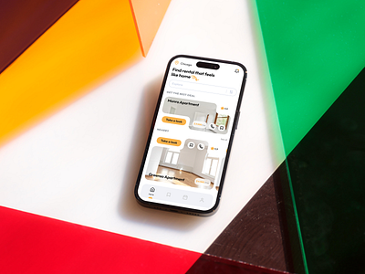 Real Estate App cards entity details experience design explore filtres house house rent iphone 15 main navigation mobile app product design real estate rental apartment rental app search uiux