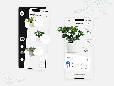 Plant Monitor cards experience design humidity mobile app monitor navigation plant plant app product design schedule smart house temperature tracker tracker ui uiux ux visual design