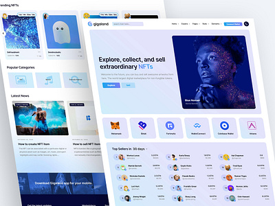 NFT Marketplace & Cryptocurrency Website Design Light clean cryptocurrency minimal nft item nft marketplace nft website non fungible token wallet web design website