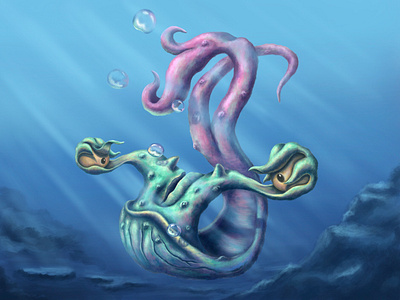 Strange sea creature character character design concept art digital painting fantasy illustration illustrator imaginary creatures noai sea