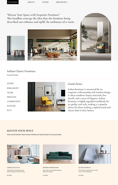 Concept desing of a furniture store concept design furniture ui ux webdesign website