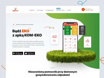 Landing page for the EkoApp: Waste management application 3d animation app blue clean colorful colors desktop eco figma graphic design green illustration landing landing page landingpage nature ui ux website