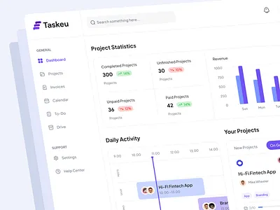 Taskeu - Task Management Dashboard asana dashboard ui dashboarddesign folder product design project dashboard task management timeline trello ui ux ui web software