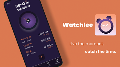 Watchlee - a clock app app branding clock logo ui