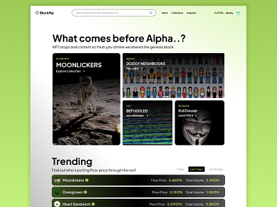 Blockflip - NFT Content blockchain content crypto green nft nfts trending web3 webdesign website