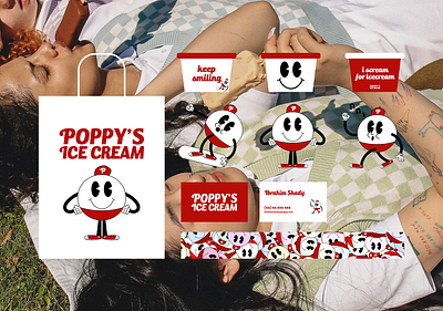 Poppy's Ice-cream pt.2 animation brand brand identity branding graphic design ice cream illustration illustrations logo packaging rubber hose style