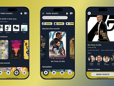 Movie ticket booking app animation branding casestudy design figma graphic design illustartor illustration logo motiongraphics photoshop pinterest typography ui ux vector