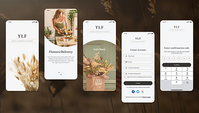 Onboarding and authorization for the Flowers Delivery App authorization design mobile app onboarding prototyping ui uiux diesign
