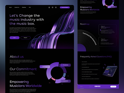 Landing Page Music Box blockchain blockchain technology cryptanalysis crypto investments crypto news crypto platforms crypto trading cryptocurrency decentralized designe fintech innovation landing music music genres smart contracts technology token economy tokenization ui