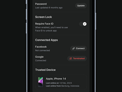 Setting Profile Mobile design device face id mobile password setting ui ux